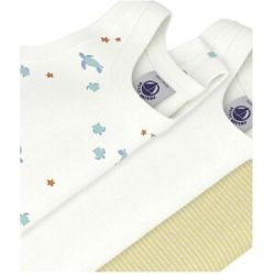 Petit Bateau 3er-Pack Bodys ohne Arm Ringel Schildkröte natur   mehrfarbig unisex