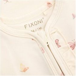 Fixoni Schlafoverall mit Fuß Schmetterlinge natur   rosa
