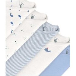 Petit Bateau 5er-Pack Wickelbodys langarm Ringel Wale Bären natur   blau