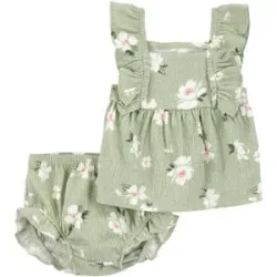 2-tlg. Set Top und Shorts Blumen