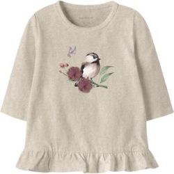 Shirt langarm Vogel Tüllblumen Rüschen
