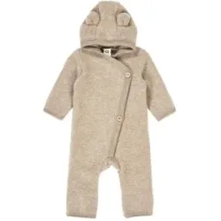 Wollfleece-Overall mit Klappfuß und Kapuze mit Ohren
