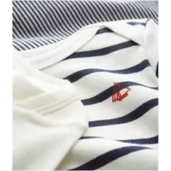 Petit Bateau 3er-Pack Bodys langarm Uni Ringel mehrfarbig unisex