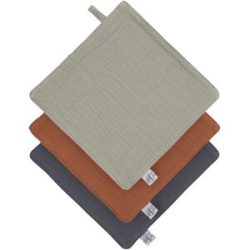Lässig, Musselin-Waschlappen (16x16) 3er-Set in olive/rust/anthracite