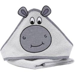 fillikid Kapuzenbadetuch Nilpferd 75 x 75 cm - grau