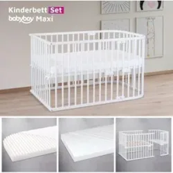 babybay Bundle Beistellbett Maxi inkl. Matratze Klima Wave und Kinderbettumbausatz inkl. Matratze MediTex® extraluftig weiss unisex