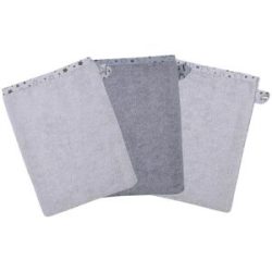 WÖRNER SÜDFROTTIER Waschhandschuh Sterne grau 3er Pack