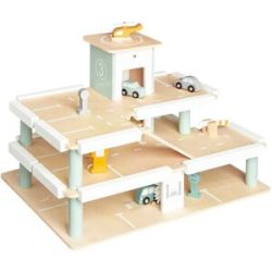 Pinolino Holz-Parkhaus KURT 10-teilig in pastellgrün/natur