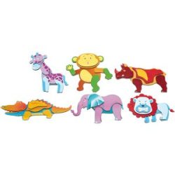 EDUPLAY Magnetpuzzle Wildtiere 6er Set mehrfarbig unisex