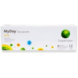 Cooper Vision MyDay Toric (30er Packung) Tageslinsen (0.25 dpt, Zyl. -0.75, Achse 20 & BC 8.6) mit UV-Schutz für Allergiker & trockenere Augen