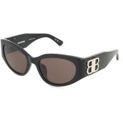 Kering Eyewear Spa Balenciaga BB0324SK Damen-Sonnenbrille Vollrand Oval Acetat-Gestell, Schwarz