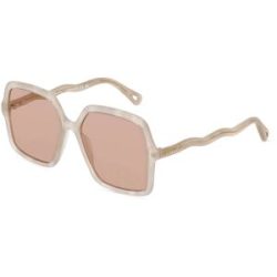 Kering Eyewear Spa Chloé CH0086S Damen-Sonnenbrille Vollrand Quadratisch Acetat-Gestell, Beige
