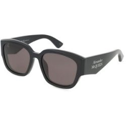 Kering Eyewear Spa Alexander McQueen AM0468S Damen-Sonnenbrille Vollrand Eckig Acetat-Gestell, Schwarz