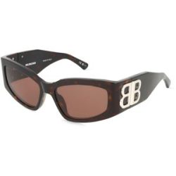 Kering Eyewear Spa Balenciaga BB0321S Damen-Sonnenbrille Vollrand Cat Eye Acetat-Gestell, Havanna