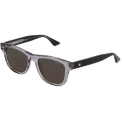 Kering Eyewear Spa Montblanc MB0254S Unisex-Sonnenbrille Vollrand Quadratisch Kunststoff-Gestell, Grau