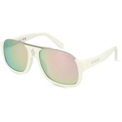 Luxottica Fashion Brillen Vertriebs GmbH Moncler ML0208 PLEIADES Unisex-Sonnenbrille Vollrand Quadratisch Acetat-Gestell, Weiß