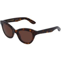 Kering Eyewear Spa Alexander McQueen AM0391S Damen-Sonnenbrille Vollrand Butterfly Kunststoff-Gestell, Havanna