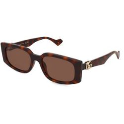 Kering Eyewear Spa Gucci GG1534S Unisex-Sonnenbrille Vollrand Quadratisch Acetat Spritzguss-Gestell, Havanna