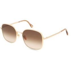 Kering Eyewear Spa Chloé CH0255SK Unisex-Sonnenbrille Vollrand Eckig Metall-Gestell, Gold