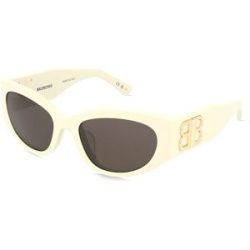 Kering Eyewear Spa Balenciaga BB0324SK Damen-Sonnenbrille Vollrand Oval Acetat-Gestell, Weiß