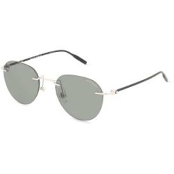 Kering Eyewear Spa Montblanc MB0428S Herren-Sonnenbrille Randlos Rund Metall-Gestell, Silber