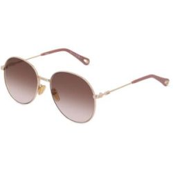 Kering Eyewear Spa Chloé CH0178S Unisex-Sonnenbrille Vollrand Rund Metall-Gestell, Gold