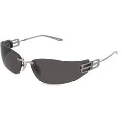 Kering Eyewear Spa Balenciaga BB0484S Damen-Sonnenbrille Randlos Cat Eye Metall-Gestell, Grau