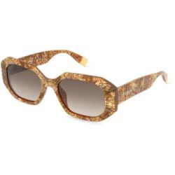 DE RIGO Vision D.A.CH. GmbH Furla SFU815 Damen-Sonnenbrille Vollrand Quadratisch Acetat-Gestell, Havanna