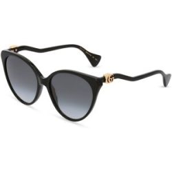 Kering Eyewear Spa Gucci GG1011S Unisex-Sonnenbrille Vollrand Butterfly Kunststoff-Gestell, Schwarz