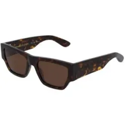 Kering Eyewear Spa Alexander McQueen AM0393S Herren-Sonnenbrille Vollrand Quadratisch Kunststoff-Gestell, Havanna