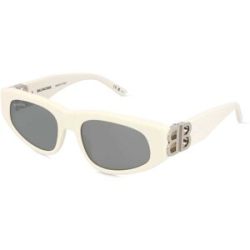 Kering Eyewear Spa Balenciaga BB0095S Damen-Sonnenbrille Vollrand Cat Eye Acetat-Gestell, Weiß