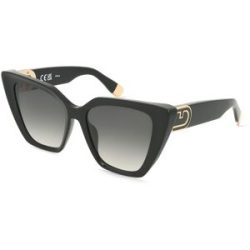 DE RIGO Vision D.A.CH. GmbH Furla SFU879 Damen-Sonnenbrille Vollrand Cat Eye Kunststoff-Gestell, Schwarz
