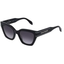Kering Eyewear Spa Alexander McQueen AM0398S Damen-Sonnenbrille Vollrand Butterfly Kunststoff-Gestell, Schwarz