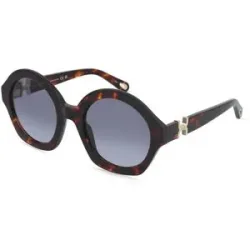 Kering Eyewear Spa Chloé CH0302S Damen-Sonnenbrille Vollrand Rund Acetat-Gestell, Havanna