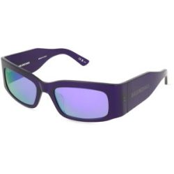 Kering Eyewear Spa Balenciaga BB0328S Unisex-Sonnenbrille Vollrand Eckig Acetat-Gestell, Lila