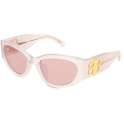 Kering Eyewear Spa Balenciaga BB0324SK Damen-Sonnenbrille Vollrand Oval Acetat-Gestell, Weiß