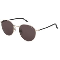 Kering Eyewear Spa Montblanc MB0343SA Unisex-Sonnenbrille Vollrand Rund Metall-Gestell, Silber