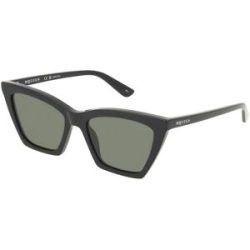Kering Eyewear Spa Alexander McQueen AM0536S Damen-Sonnenbrille Vollrand Cat Eye Acetat-Gestell, Schwarz