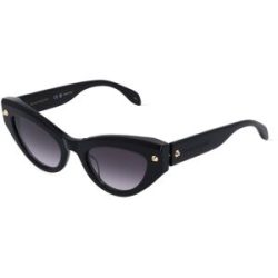 Kering Eyewear Spa Alexander McQueen AM0407S Damen-Sonnenbrille Vollrand Butterfly Kunststoff-Gestell, Schwarz