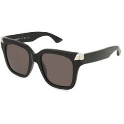 Kering Eyewear Spa Alexander McQueen AM0440S Unisex-Sonnenbrille Vollrand Quadratisch Acetat-Gestell, Schwarz