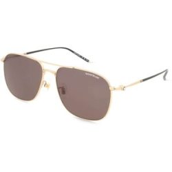 Kering Eyewear Spa Montblanc MB0417SA Herren-Sonnenbrille Vollrand Pilot Titan-Gestell, Gold