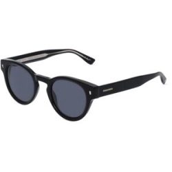Safilo GmbH Dsquared2 D2 0077/S Herren-Sonnenbrille Vollrand Rund Acetat-Gestell, Schwarz