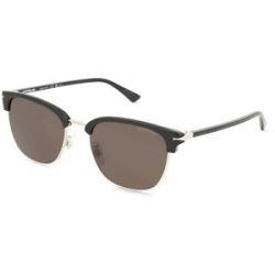 Kering Eyewear Spa Montblanc MB0439SA Herren-Sonnenbrille Vollrand Eckig Metall-Gestell, Silber