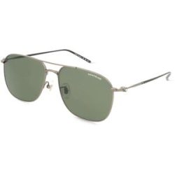 Kering Eyewear Spa Montblanc MB0417SA Herren-Sonnenbrille Vollrand Pilot Titan-Gestell, Grau