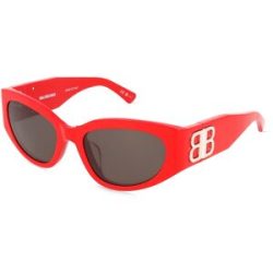 Kering Eyewear Spa Balenciaga BB0324SK Damen-Sonnenbrille Vollrand Oval Acetat-Gestell, Rot
