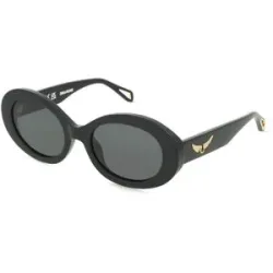 DE RIGO Vision D.A.CH. GmbH Zadig & Voltaire SZV460 Damen-Sonnenbrille Vollrand Rund Kunststoff-Gestell, Schwarz