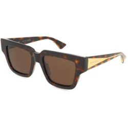 Kering Eyewear Spa Bottega Veneta BV1276S Unisex-Sonnenbrille Vollrand Quadratisch Acetat-Gestell, Havanna