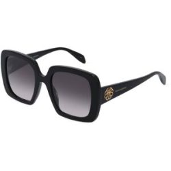 Kering Eyewear Spa Alexander McQueen AM0378S Damen-Sonnenbrille Vollrand Quadratisch Kunststoff-Gestell, Schwarz
