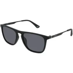 DE RIGO Vision D.A.CH. GmbH Police SPLQ80E Herren-Sonnenbrille Vollrand Quadratisch Kunststoff-Gestell, Schwarz