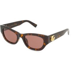 Kering Eyewear Spa Gucci GG1954SA Damen-Sonnenbrille Vollrand Cat Eye Acetat-Gestell, Havanna